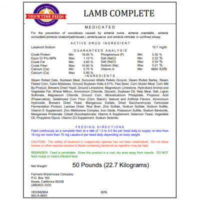 Showtime Lamb Complete 50 lbs (Lamb / Sheep Feed)