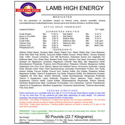 Showtime Lamb Summit Hi Energy 50 lbs (Lamb / Sheep Feed)