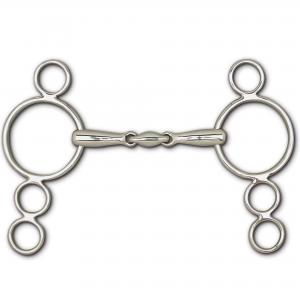 Snaffle 3-Piece Gag 4 Ring 5.5" 16 mm Bit