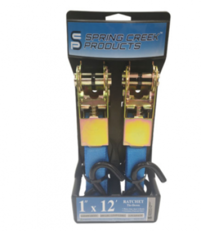 Ratchet Straps 1" X 12' Blue Medium Duty (Tie Downs)