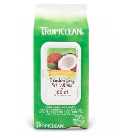 Tropiclean Hypoallergenic Pet Wipes 100 Count (Dog: Grooming)