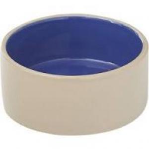 Crock Ceramic 4" Tan/Blue (Dog: Bowls, Feeders, & Waterers)