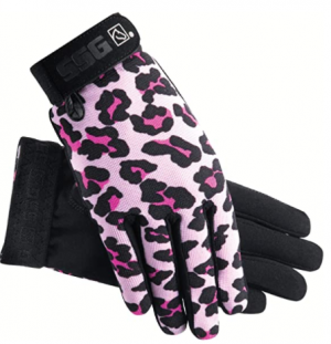 SSG All Weather Ladies Riding Gloves Size 7/8 Pink Leopard