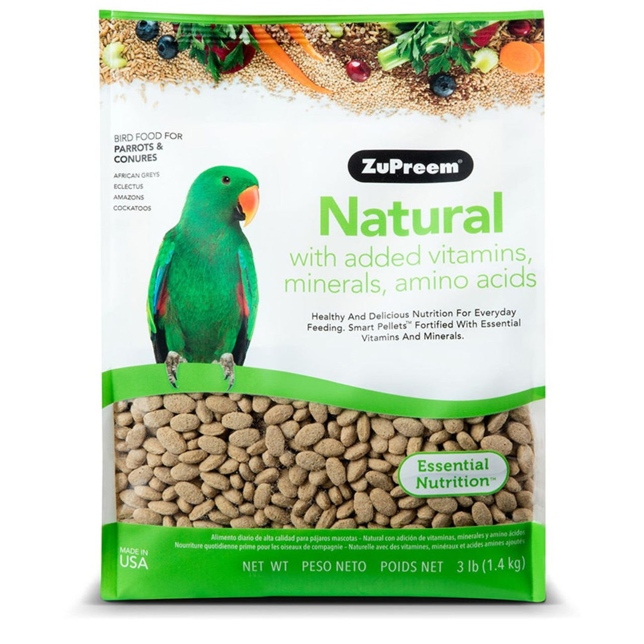 Zupreem Natural 3 lbs Parrot & Conure Bird Feed