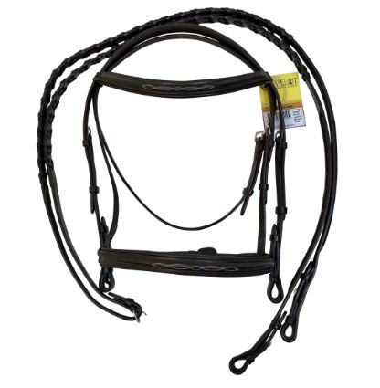 Camelot Saddlery Bridle Plain Raised Padded In Black Horse Size.