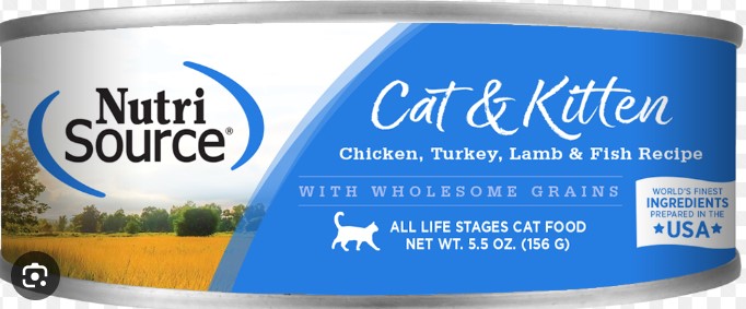 Nutri Source Cat & Kitten 5.5oz Chicken, Turkey, Lamb, And Fish Formula.