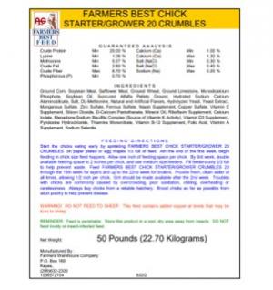 Chick Starter Farmers 25 lbs Non Medicated (Poultry Feed)