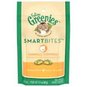 Greenies Feline Smartbites Chicken Hairball Control Cat Dental Treat  2.1