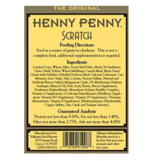 Henny Penny Chicken Feed 15 lbs Scratch (Poultry Feed/Treats)